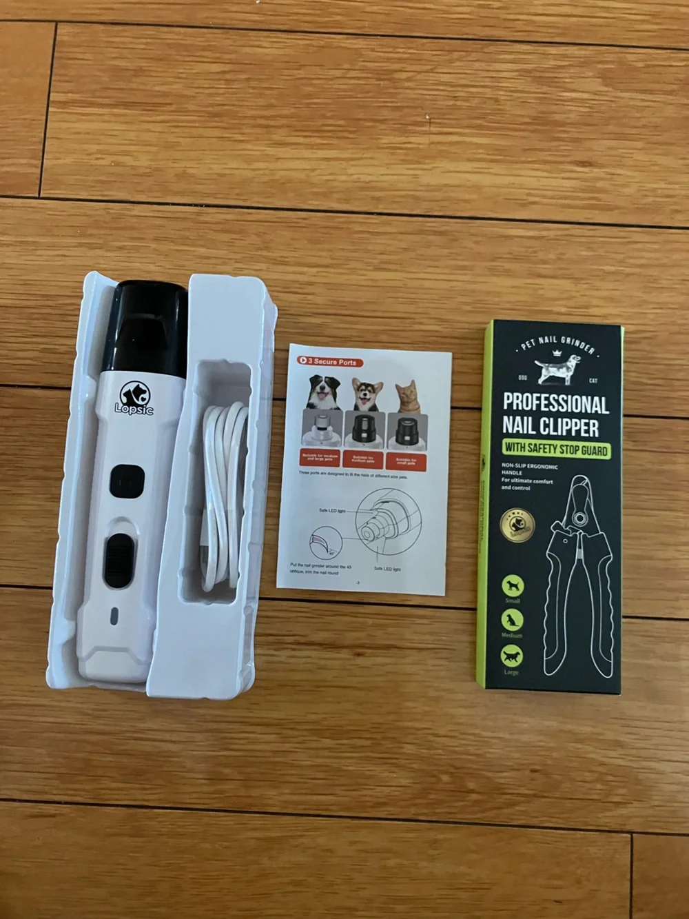 LOPSIC Dog Nail Grinder with 2 LED Lights, 2-Speed Trimmers and Clipper Kit
